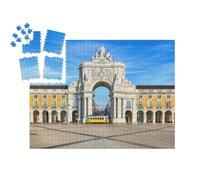 puzzleYOU : Smart Sorted® | Puzzle Photo 1000 pièces « Praca do Comercio avec Tramway Jaune, Lisbonne, Portugal »