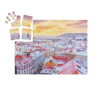 puzzleYOU : Smart Sorted® | Puzzle Photo 1000 pièces « Prague à Noël : Vue sur Les toits enneigés »