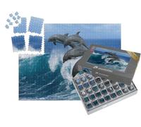 puzzleYOU : Smart Sorted® | Puzzle Photo 1000 pièces « Quatre Beaux Dauphins sautant par-Dessus des Vagues déferlantes, Hawaï »