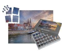 puzzleYOU : Smart Sorted® | Puzzle Photo 1000 pièces « Ratisbonne au Printemps : Coucher de Soleil sur la Ville, Bavière »