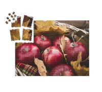 puzzleYOU : Smart Sorted® | Puzzle Photo 1000 pièces « Récolte de Pommes Rouges dans Un Panier de Feuilles d'automne »