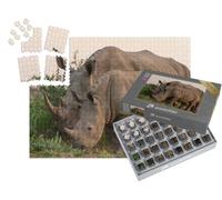 puzzleYOU : Smart Sorted® | Puzzle Photo 1000 pièces « Rhinocéros Blanc et Son Petit en Namibie »
