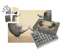 puzzleYOU : Smart Sorted® | Puzzle Photo 1000 pièces « Rhinocéros Blancs, au coude à coude - Parc National Kruger, Afrique du Sud »