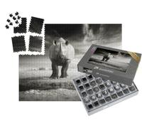 puzzleYOU : Smart Sorted® | Puzzle Photo 1000 pièces « Rhinocéros Noir dans Le désert du Panache d'Etosha, Namibie, Vintage »
