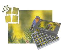 puzzleYOU : Smart Sorted® | Puzzle Photo 1000 pièces « Rouge-Gorge sur Une Branche Verte »
