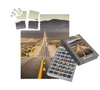 puzzleYOU : Smart Sorted® | Puzzle Photo 1000 pièces « Route Droite Presque sans Fin dans la poussière, Californie, USA »