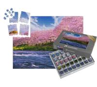 puzzleYOU : Smart Sorted® | Puzzle Photo 1000 pièces « Sakura : cerisiers en Fleurs au Japon, avec Le Volcan Fuji en arrière-Plan »