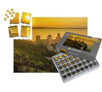 puzzleYOU : Smart Sorted® | Puzzle Photo 1000 pièces « Silhouette du château de Golubac au Coucher du Soleil en Serbie, Le Long du Danube »