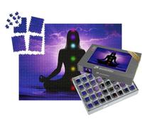 puzzleYOU : Smart Sorted® | Puzzle Photo 1000 pièces « Silhouette d'une Femme Qui Fait du Yoga et Qui a atteint Sept Points de Chakra »