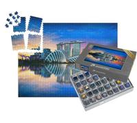 puzzleYOU : Smart Sorted® | Puzzle Photo 1000 pièces « Singapour : Skyline de la Ville dans la lumière du Soir »