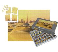 puzzleYOU : Smart Sorted® | Puzzle Photo 1000 pièces « Skyline de Dubaï : Le désert au Coucher du Soleil »