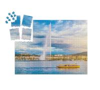 puzzleYOU : Smart Sorted® | Puzzle Photo 1000 pièces « Skyline de Genève avec la célèbre Fontaine du Jet d'eau, Suisse »