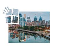 puzzleYOU : Smart Sorted® | Puzzle Photo 1000 pièces « Skyline de Philadelphie de Nuit avec la rivière Schuylkill »