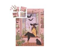 puzzleYOU : Smart Sorted® | Puzzle Photo 1000 pièces « Sorcière Assise à la fenêtre, Halloween »