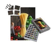 puzzleYOU : Smart Sorted® | Puzzle Photo 1000 pièces « Spaghetti, Basilic et tomates en arrière-Plan »
