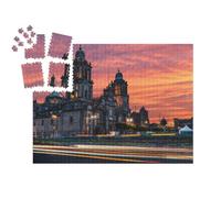 puzzleYOU : Smart Sorted® | Puzzle Photo 1000 pièces « Spectaculaire Lever de Soleil sur la cathédrale métropolitaine de Mexico »