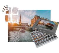 puzzleYOU : Smart Sorted® | Puzzle Photo 1000 pièces « Speicherstadt Hambourg au Coucher du Soleil doré »