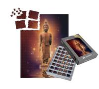 puzzleYOU : Smart Sorted® | Puzzle Photo 1000 pièces « Statue de Bouddha sur l'eau avec Un Fond doré »