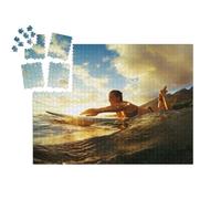 puzzleYOU : Smart Sorted® | Puzzle Photo 1000 pièces « Surf sur Les Vagues au Coucher du Soleil »