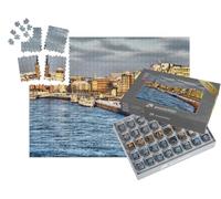 puzzleYOU : Smart Sorted® | Puzzle Photo 1000 pièces « Terrasses du Rhin en Hiver à Düsseldorf, Rhénanie-du-Nord-Westphalie, Allemagne »