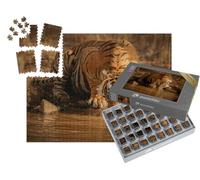 puzzleYOU : Smart Sorted® | Puzzle Photo 1000 pièces « Tigre dans la Nature : Un Tigre mâle boit de l'eau au Rajasthan, Inde »