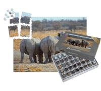 puzzleYOU : Smart Sorted® | Puzzle Photo 1000 pièces « Trois rhinocéros Blancs, Botswana Afrique »