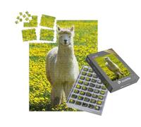 puzzleYOU : Smart Sorted® | Puzzle Photo 1000 pièces « Un alpaga dans Une Prairie d'été avec des Fleurs Jaunes »