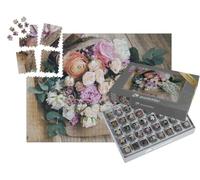 puzzleYOU : Smart Sorted® | Puzzle Photo 1000 pièces « Un Bouquet de Fleurs sur Une Table en Bois »