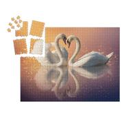 puzzleYOU : Smart Sorted® | Puzzle Photo 1000 pièces « Un Couple de cygnes au Coucher du Soleil »