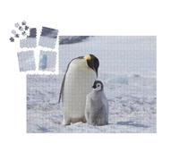 puzzleYOU : Smart Sorted® | Puzzle Photo 1000 pièces « Un Manchot Empereur et Son Poussin, Antarctique »