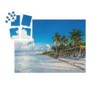 puzzleYOU : Smart Sorted® | Puzzle Photo 1000 pièces « Un siège Devant la mer des Caraïbes sur la Plage, Cayo Gulliermo, Cuba »