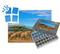 puzzleYOU : Smart Sorted® | Puzzle Photo 1000 pièces « Un Troupeau d'éléphants d'Afrique Devant Le Kilimandjaro, Afrique »