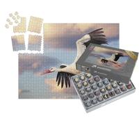 puzzleYOU : Smart Sorted® | Puzzle Photo 1000 pièces « Une Cigogne Blanche en vol avec Un Ciel Nuageux »