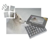 puzzleYOU : Smart Sorted® | Puzzle Photo 1000 pièces « Une Femelle Renard Arctique s'aventure Hors de sa Grotte de Neige »
