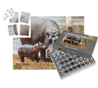 puzzleYOU : Smart Sorted® | Puzzle Photo 1000 pièces « Une mère Hippopotame et Son bébé dans Le Parc National de Masai Mara, Kenya »