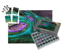 puzzleYOU : Smart Sorted® | Puzzle Photo 1000 pièces « Une Plume de Paon Indien Multicolore »