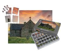 puzzleYOU : Smart Sorted® | Puzzle Photo 1000 pièces « Vieille église en Pierre au Lever du Soleil avec cimetière »