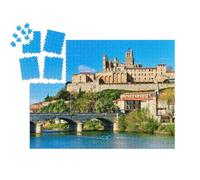 puzzleYOU : Smart Sorted® | Puzzle Photo 1000 pièces « Vieux Pont en Arc et la cathédrale Saint-Nazaire dans la Ville de Béziers »