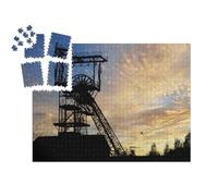 puzzleYOU : Smart Sorted® | Puzzle Photo 1000 pièces « Vieux puits de Mine désaffecté au Coucher du Soleil, Sarre »