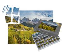 puzzleYOU : Smart Sorted® | Puzzle Photo 1000 pièces « Village de Montagne Santa Maddelana dans la lumière du Soir, Dolomites »