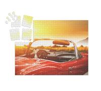 puzzleYOU : Smart Sorted® | Puzzle Photo 1000 pièces « Voiture rétro dans Un Coucher de Soleil doré »