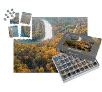 puzzleYOU : Smart Sorted® | Puzzle Photo 1000 pièces « Vue aérienne du château de Turaida au Coucher du Soleil, Sigulda, Lettonie »