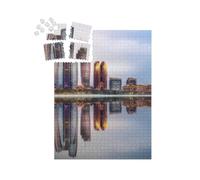 puzzleYOU : Smart Sorted® | Puzzle Photo 1000 pièces « Vue de la Ligne d'horizon d'Abu Dhabi au Lever du Soleil, Émirats Arabes Unis »