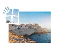 puzzleYOU : Smart Sorted® | Puzzle Photo 1000 pièces « Vue de Paysage sur Le Vieux Village côtier et la forteresse d'Antibes sur la Riviera française »