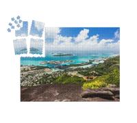 puzzleYOU : Smart Sorted® | Puzzle Photo 1000 pièces « Vue du Mont Copolia et de Ses rochers de Granit sur la Capitale Victoria, Seychelles »