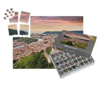 puzzleYOU : Smart Sorted® | Puzzle Photo 1000 pièces « Vue du Paysage Depuis Le château sur Le Centre de Bosa, Sardaigne, Italie »
