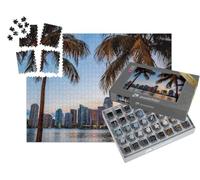 puzzleYOU : Smart Sorted® | Puzzle Photo 1000 pièces « Vue du Soir sur la Ligne d'horizon de Miami, Floride, USA »