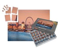 puzzleYOU : Smart Sorted® | Puzzle Photo 1000 pièces « Vue du Soir sur Le Rhin et la Vieille Ville de Düsseldorf, Allemagne »