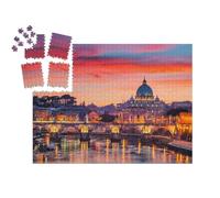 puzzleYOU : Smart Sorted® | Puzzle Photo 1000 pièces « Vue Nocturne de la basilique Saint-Pierre et du fleuve Tibre à Rome, Italie »