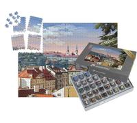 puzzleYOU : Smart Sorted® | Puzzle Photo 1000 pièces « Vue panoramique de Prague avec Dessin vectoriel à la Main, République tchèque »